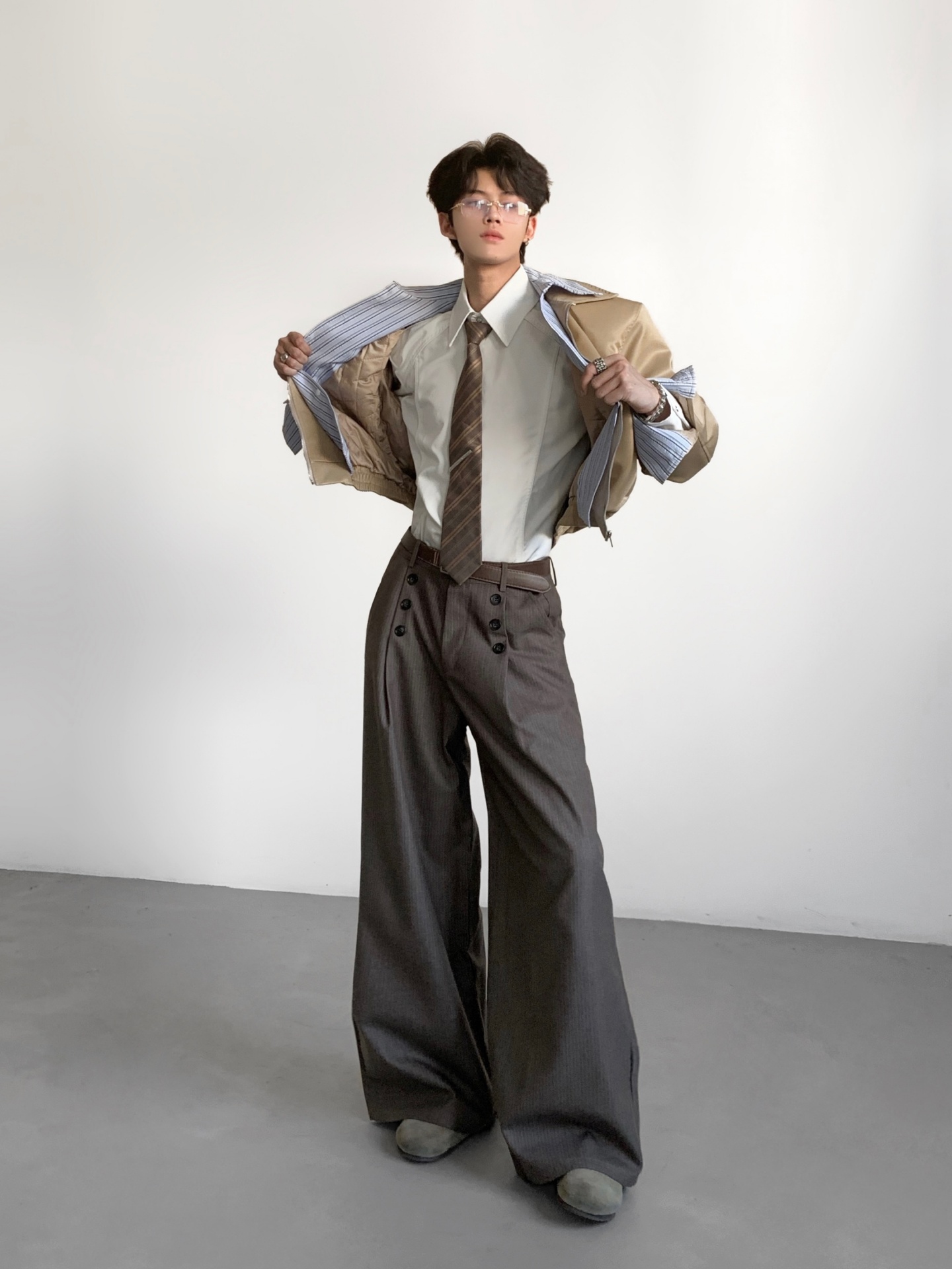 Tailored Trouser Wide - 에이스 테일러스 남성 캐주얼 스트라이프 수트