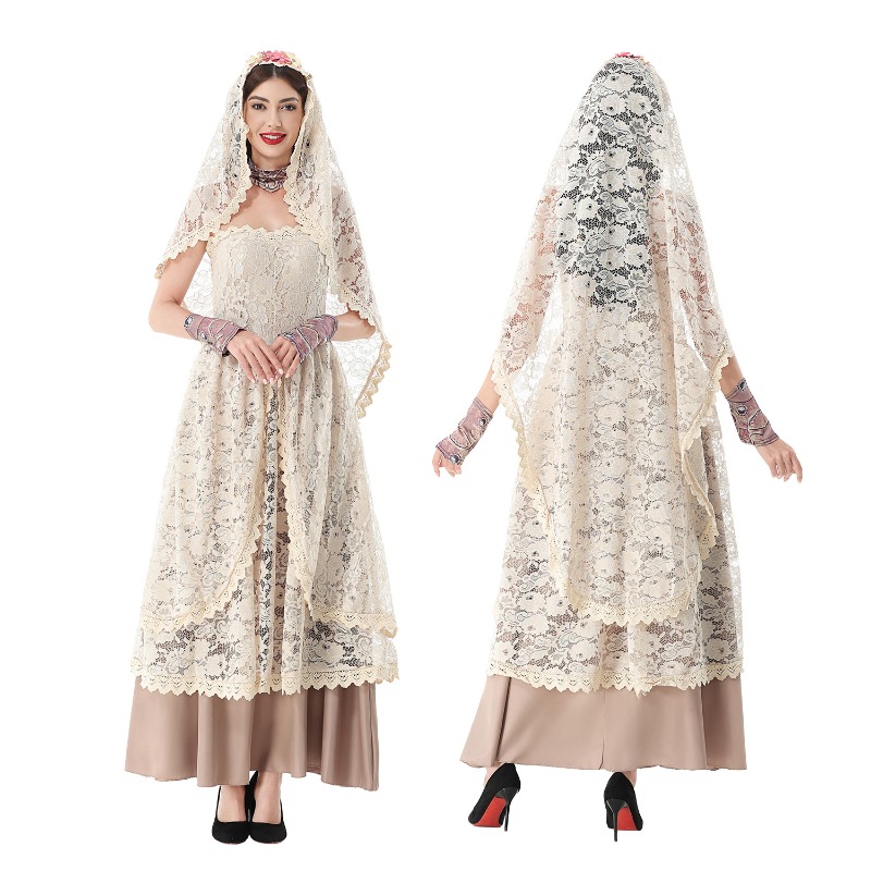 Wedding Dress - 여성용 빈티지 레이스 맥시 드레스, 레이스
