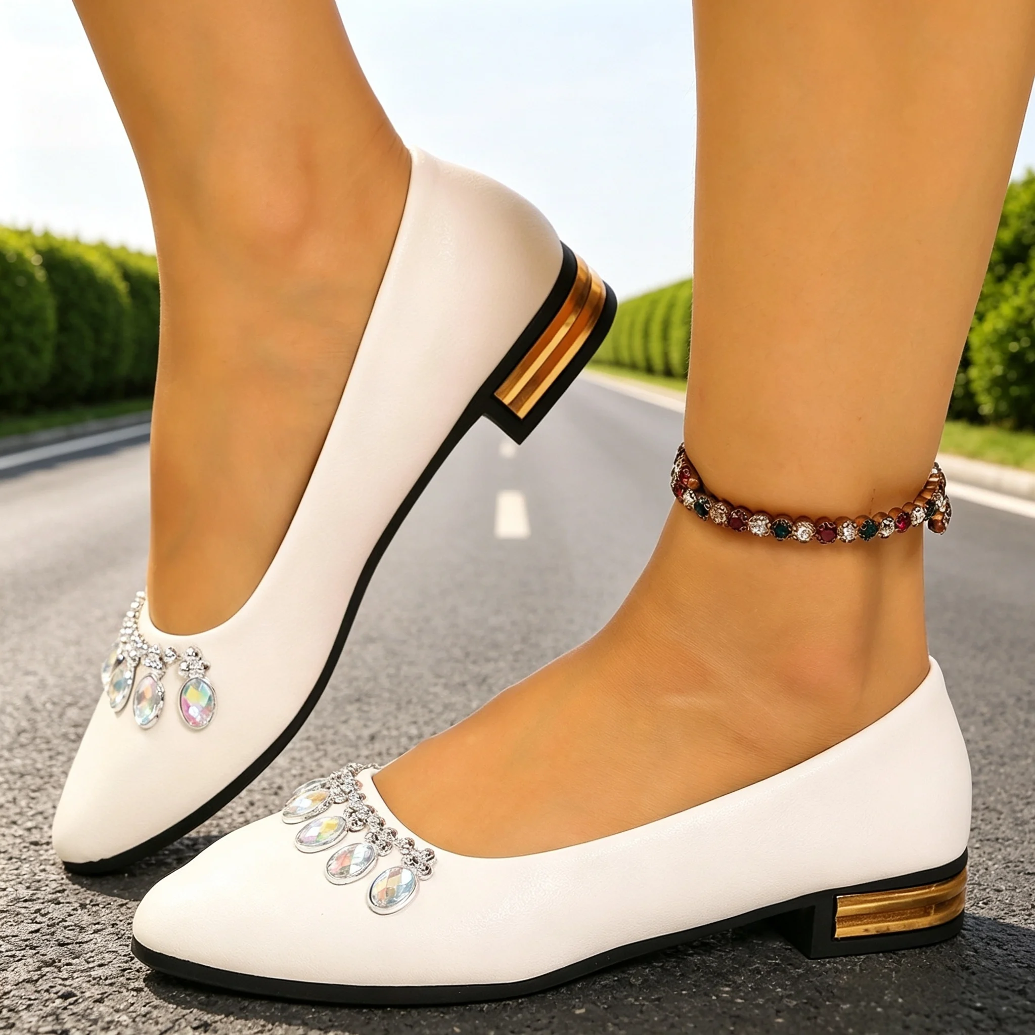 Womens Heels - 여성 플랫 포인티드 토 발레 슈즈