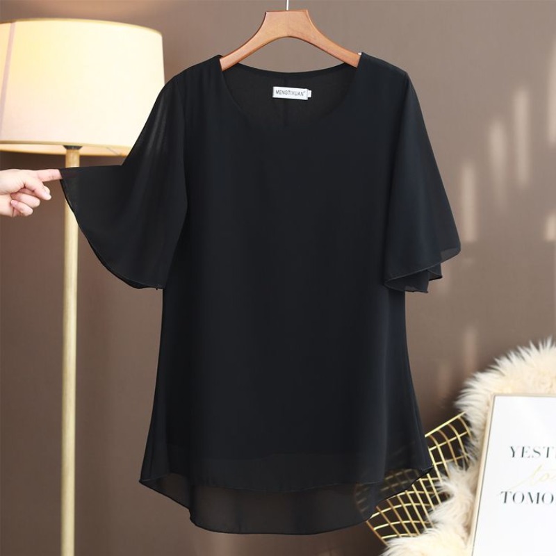 우아한 플러스 사이즈 실크 블라우스 반팔 라운드 넥 루 - Silk Blouse 리뷰 및 가격