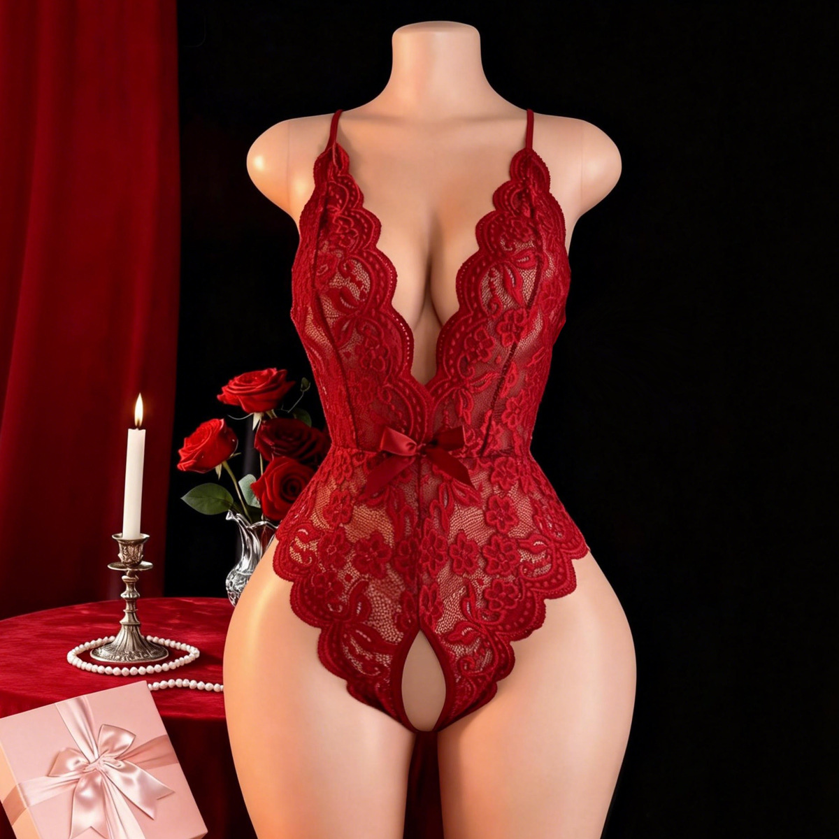 여성용 핫 크로치리스 섹시 란제리, 에로틱 속옷, 섹시 - Lace Dress 리뷰 및 가격
