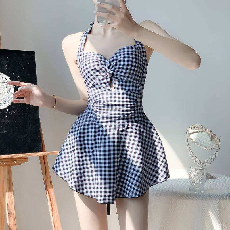 2026 신상 여성 백리스 원피스 수영복, 격자무늬 레 - Womens Suit 리뷰 및 가격