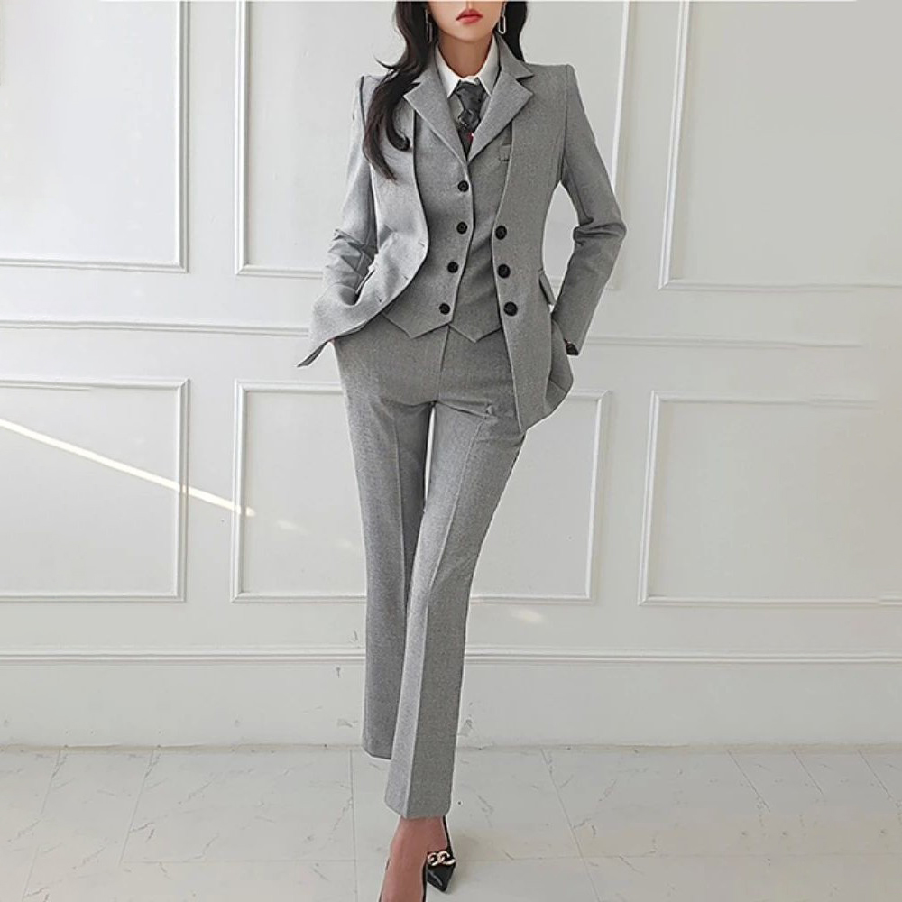 올링젤틀 맞춤 여성 바지 정장 3피스 슬림핏 칼라리스  - Womens Blazer 리뷰 및 가격