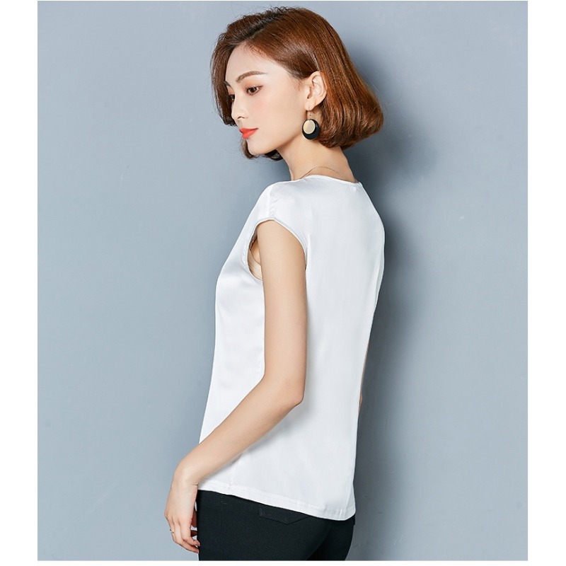 섹시한 실크 베스트 여성 민소매 탑 여름 솔리드 컬러  - Silk Blouse 리뷰 및 가격