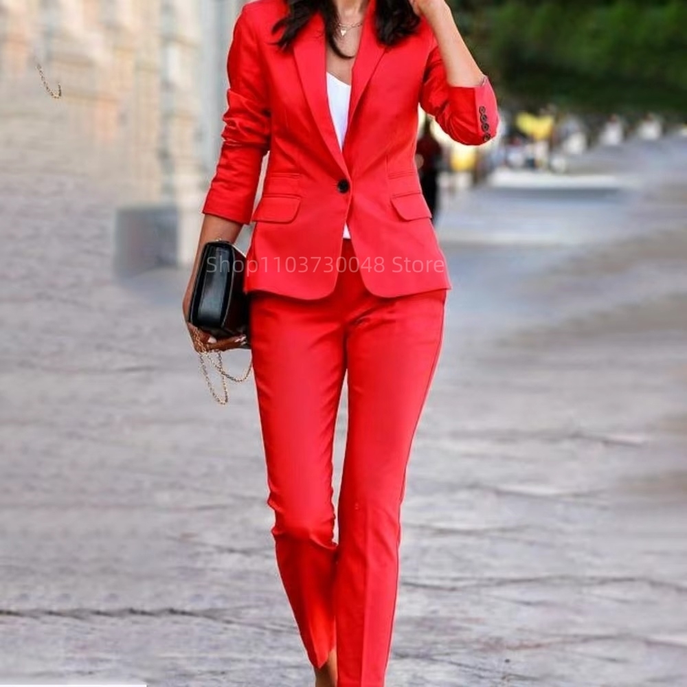 패션 오피스 여성 블레이저 및 바지 정장 세트, 화이트 - Women'S Red Formal Wear 리뷰 및 가격